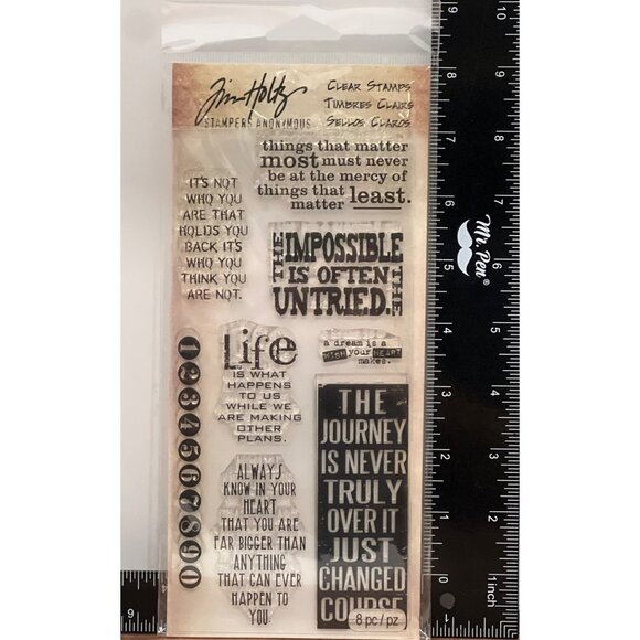 Tim Holtz Stampers Anonymous 8-Piece Clear CLING Stamps MOTIVATIONAL HC006 - Picture 1 of 2